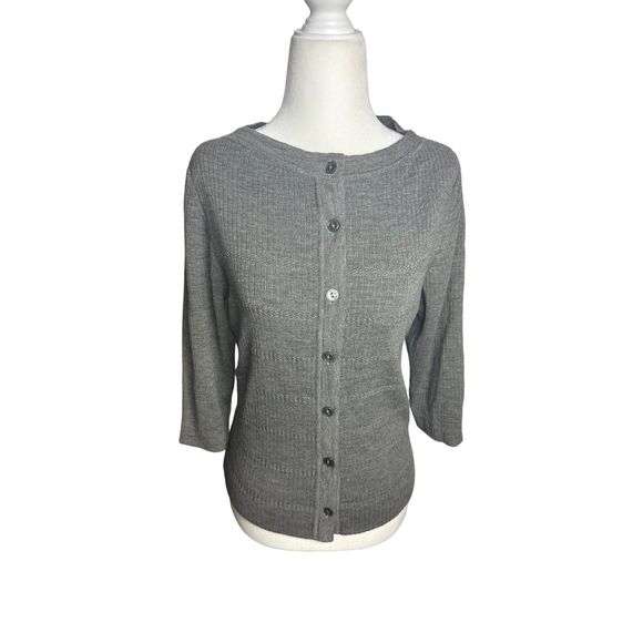 Bernhard Altmann Vintage‎ 100% Merino Wool Gray Cardigan Sweater Est Size Sml - Picture 1 of 5